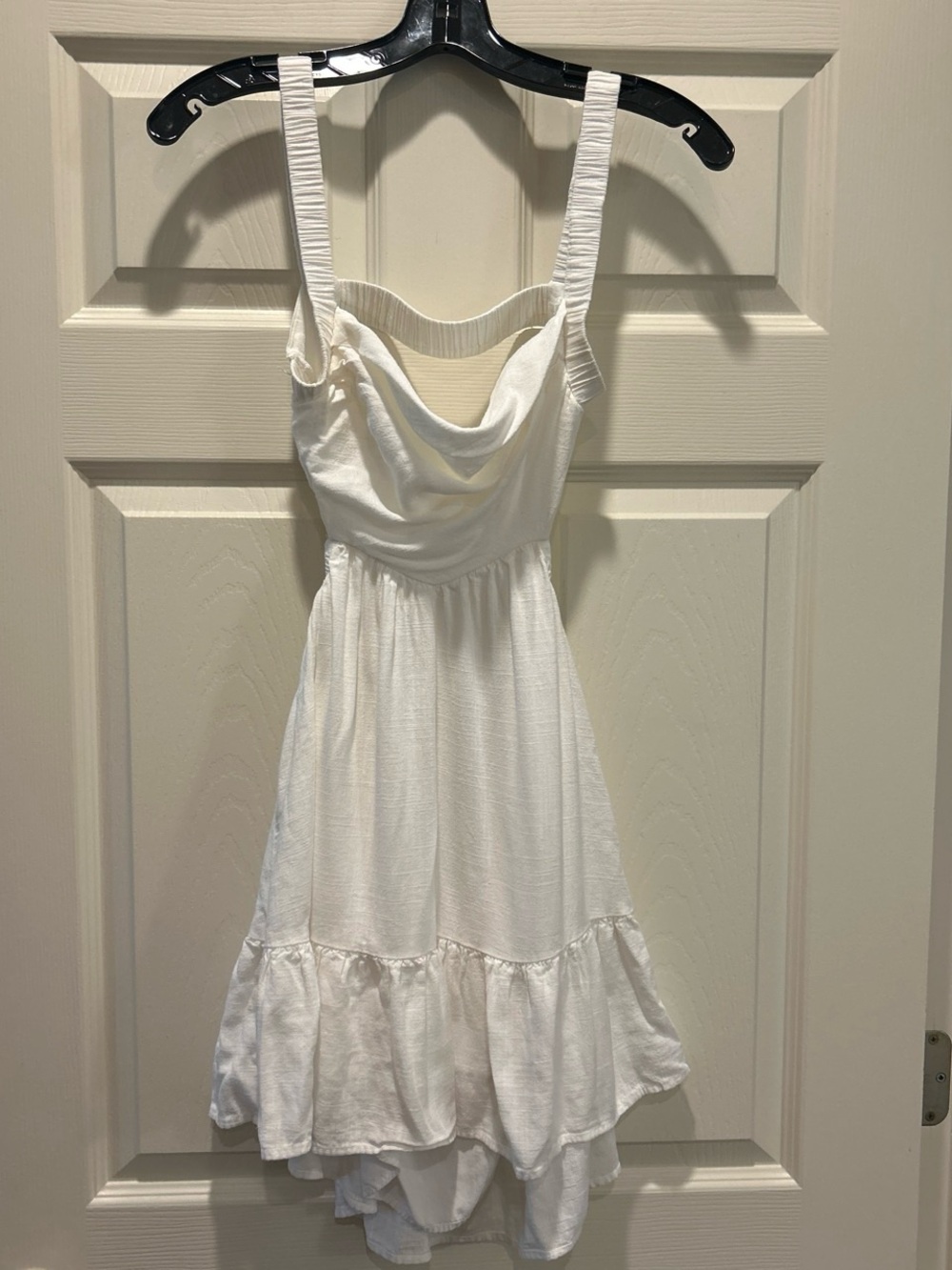 White Mini Dress with Cowl Neck